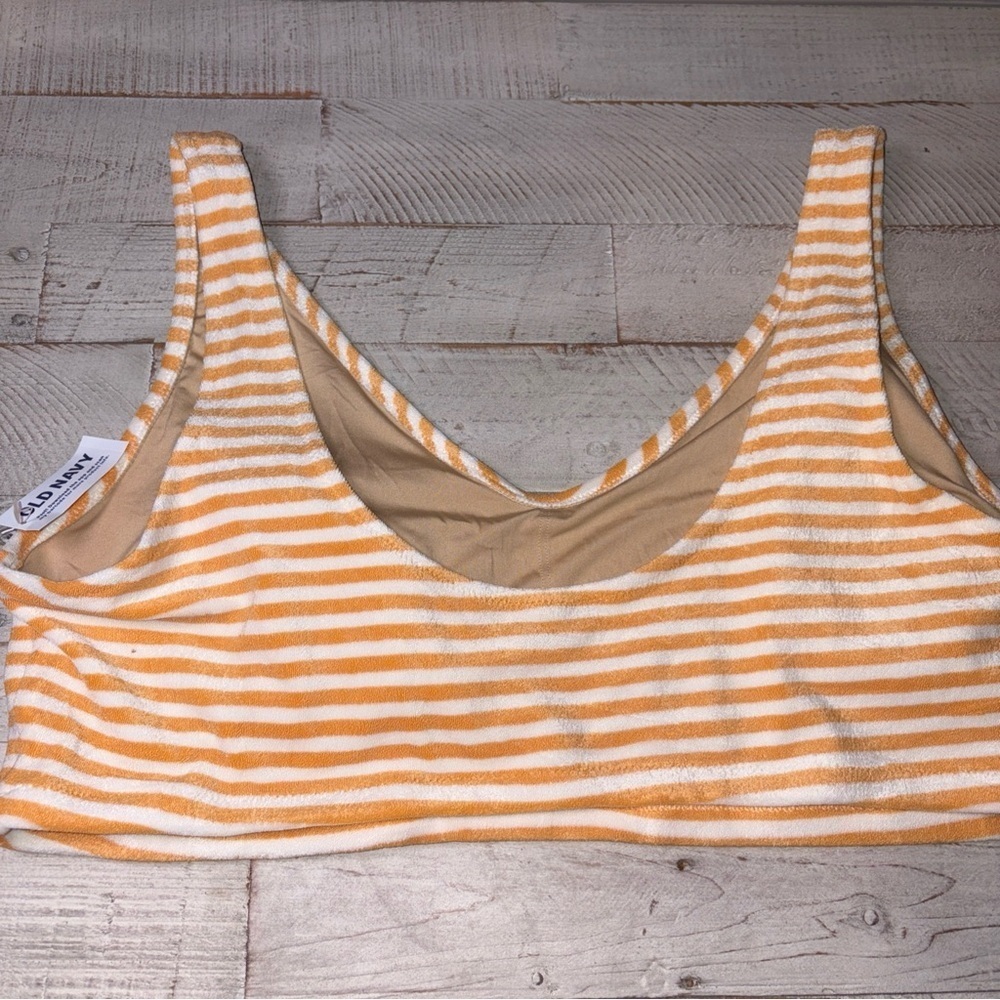 Old Navy Orange & Cream Striped Swim Top Beach Vacation V-Neck 3X & 4X - Picture 14 of 16